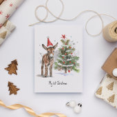 Leuke baby ezel en kerstboom, aanpasbaar briefkaart