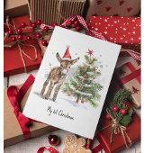 Leuke baby ezel en kerstboom, aanpasbaar briefkaart