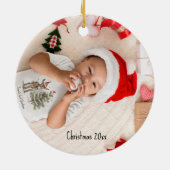 Leuke baby ezel en kerstboom, aanpasbaar keramisch ornament (Achterkant)