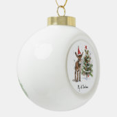 Leuke baby ezel en kerstboom, aanpasbaar keramische bal ornament (Links)