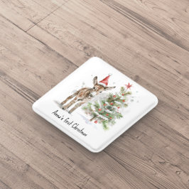 Leuke baby ezel en kerstboom, aanpasbaar vierkante button 5,1 cm