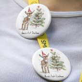 Leuke baby ezel en kerstboom, aanpasbaar vierkante button 5,1 cm