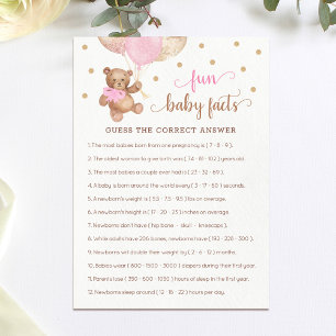Leuke Baby Facts Game Baby shower Teddy Bear Kaart