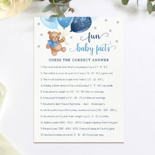 Leuke Baby Facts Game Baby shower Teddy Bear Kaart