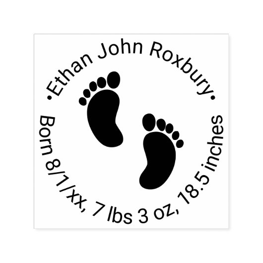 Leuke Baby Feet Geboorte Aankondiging Details Zelfinktende Stempel (Design)