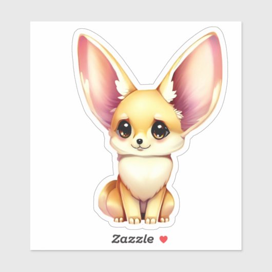 Leuke Baby Fennec Fox Sticker (Vel)