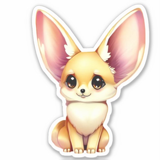 Leuke Baby Fennec Fox Sticker (Voorkant)