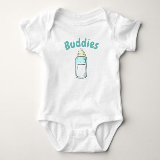 Leuke baby fles drink maatjes Twin Romper (Voorkant)