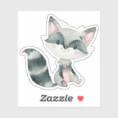 Leuke baby fox grijs en roze waterverven sticker (Vel)