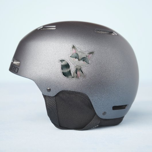 Leuke baby fox grijs en roze waterverven sticker (Helm Zijkant)