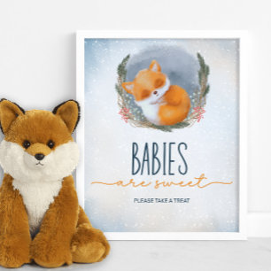 Leuke Baby Fox Sneeuwachtige Winter Baby's zijn zo Poster