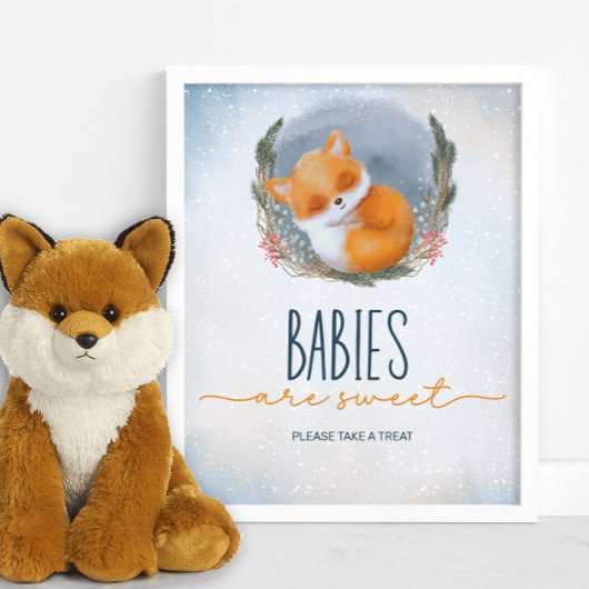 Leuke Baby Fox Sneeuwachtige Winter Baby's zijn zo Poster