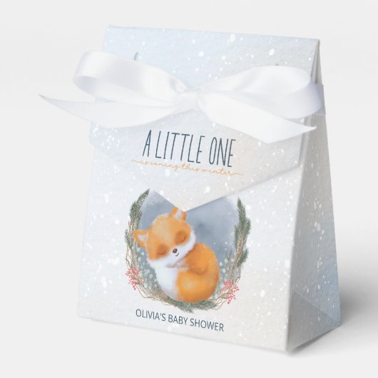 Leuke Baby Fox Sneeuwig Winter Baby shower Bedankdoosjes (Voorkant Zijde)