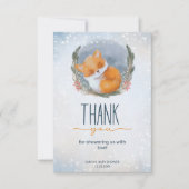 Leuke Baby Fox Sneeuwig Winter Baby shower Dank je Kaart (Voorkant)