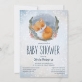Leuke Baby Fox Sneeuwig Winter Baby shower Kaart (Voorkant)