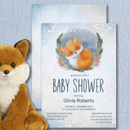 Leuke Baby Fox Sneeuwig Winter Baby shower Kaart
