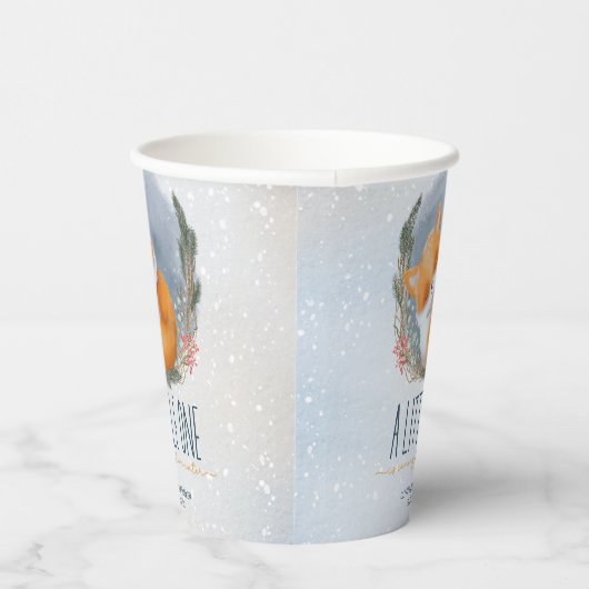 Leuke Baby Fox Sneeuwig Winter Baby shower Papieren Bekers (Rechts)