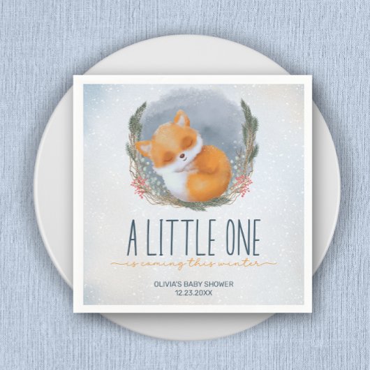 Leuke Baby Fox Sneeuwig Winter Baby shower Servet