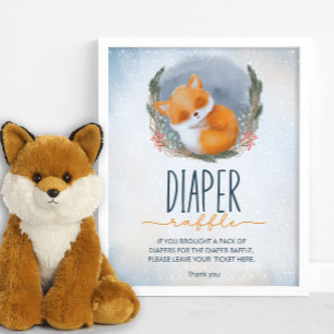 Leuke Baby Fox Sneeuwig Winter luier loterij Poster