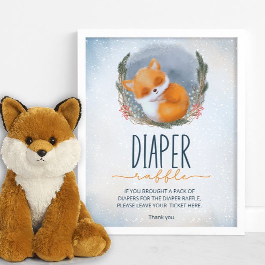 Leuke Baby Fox Sneeuwig Winter luier loterij Poster