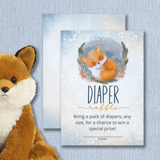 Leuke Baby Fox Sneeuwwitje Winter luier loterij ti Informatiekaartje