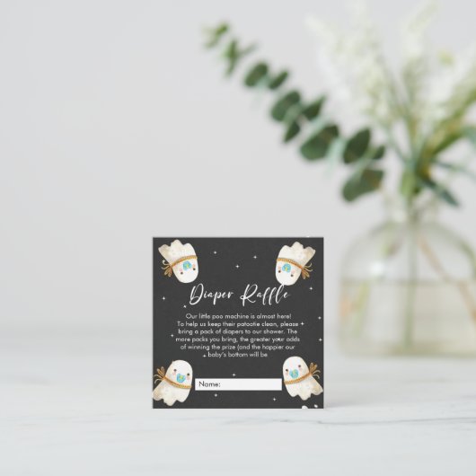 Leuke Baby Ghost Halloween Herfst Luier Raffle Informatiekaartje (Staand voorkant)