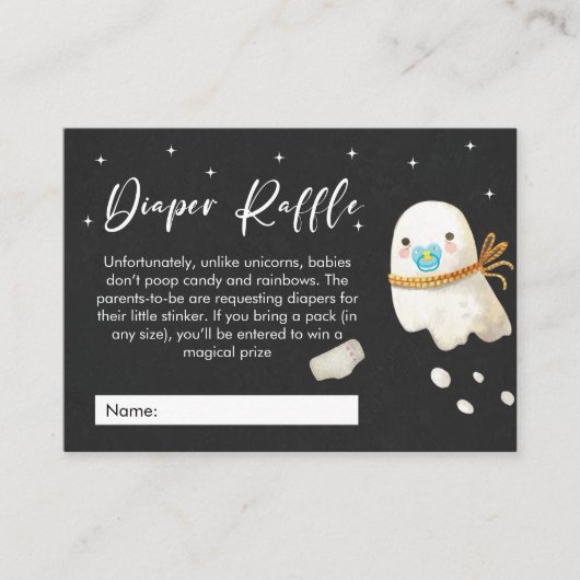 Leuke Baby Ghost Luier Raffle Baby shower Informatiekaartje (Voorkant)
