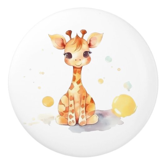 Leuke Baby Giraffe keramische knop (Voorkant)