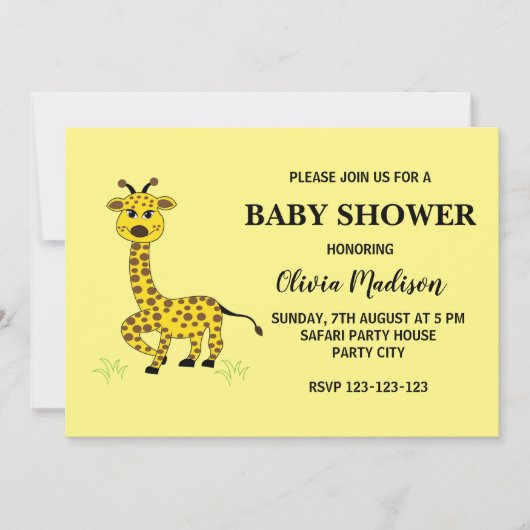 Leuke Baby Giraffe Meisje Baby shower Kaart (Voorkant)