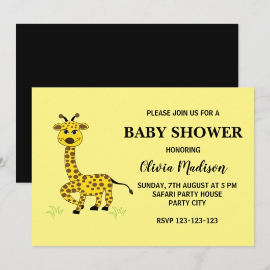 Leuke Baby Giraffe Meisje Baby shower Kaart (Voorkant / Achterkant)