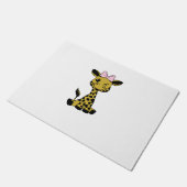 Leuke Baby Giraffe met roze strik Deurmat (Schuin)