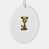 Leuke Baby Giraffe met roze strik Keramisch Ornament (Rechts)