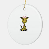Leuke Baby Giraffe met roze strik Keramisch Ornament (Links)