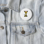 Leuke Baby Giraffe met roze strik Ronde Button 5,7 Cm (In situ)