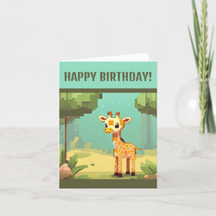 Leuke Baby Giraffe Pixel Art Feestdagen Kaart