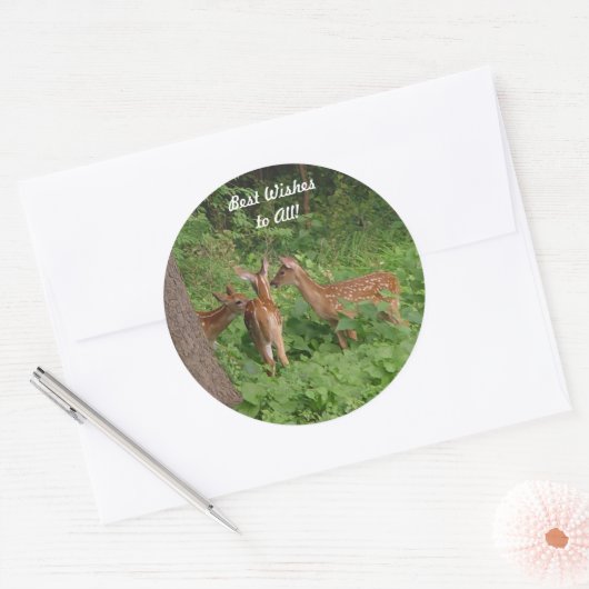 Leuke Baby Herten beste wensen Ronde Sticker (Envelop)