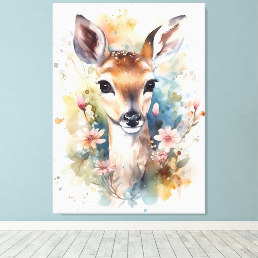 Leuke Baby Herten Canvas Afdruk (Insitu (Houten vloer))