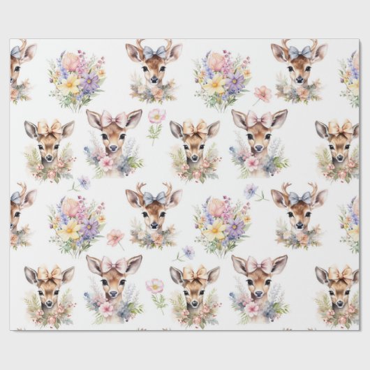 Leuke Baby Herten met Wildflower Cadeaupapier (Vlak)
