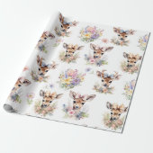 Leuke Baby Herten met Wildflower Cadeaupapier (Uitgerold)