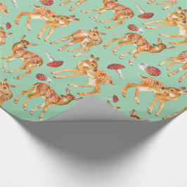 Leuke Baby Herten Paddestoel Turquoise-groen Cadeaupapier
