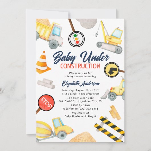 Leuke 'Baby in aanbouw' Schattige Boy Baby shower Kaart (Voorkant)