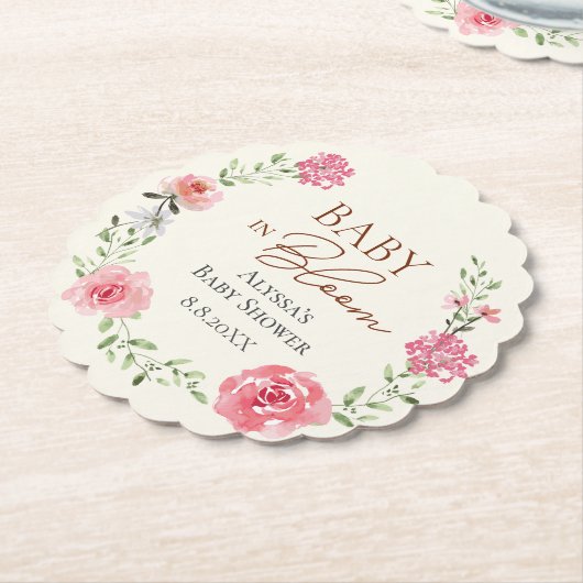 Leuke Baby in Bloom Baby douche Custom Kartonnen Onderzetters (Gekanteld)