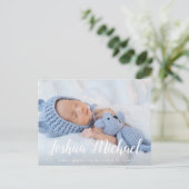 Leuke baby jongen geboorte aankondiging foto briefkaart (Staand voorkant)
