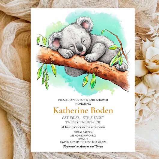 Leuke Baby Koala Baby shower Uitnodiging