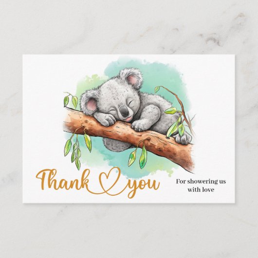 Leuke baby koala bedankje informatiekaartje (Voorkant)