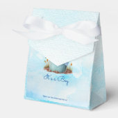 Leuke Baby Koe in Bucket Blue Baby shower Het is e Bedankdoosjes (Voorkant Zijde)