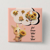 Leuke Baby konijn en zonnebloem Button (Voorkant)