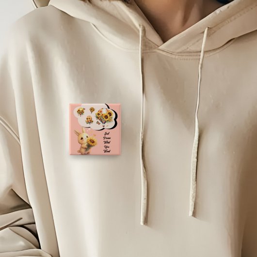 Leuke Baby konijn en zonnebloem Button