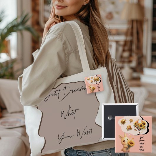 Leuke Baby konijn en zonnebloem Button