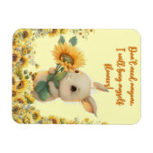 Leuke Baby Konijn Holding Zonnebloem Flexibele Mag Magneet (Horizontaal)